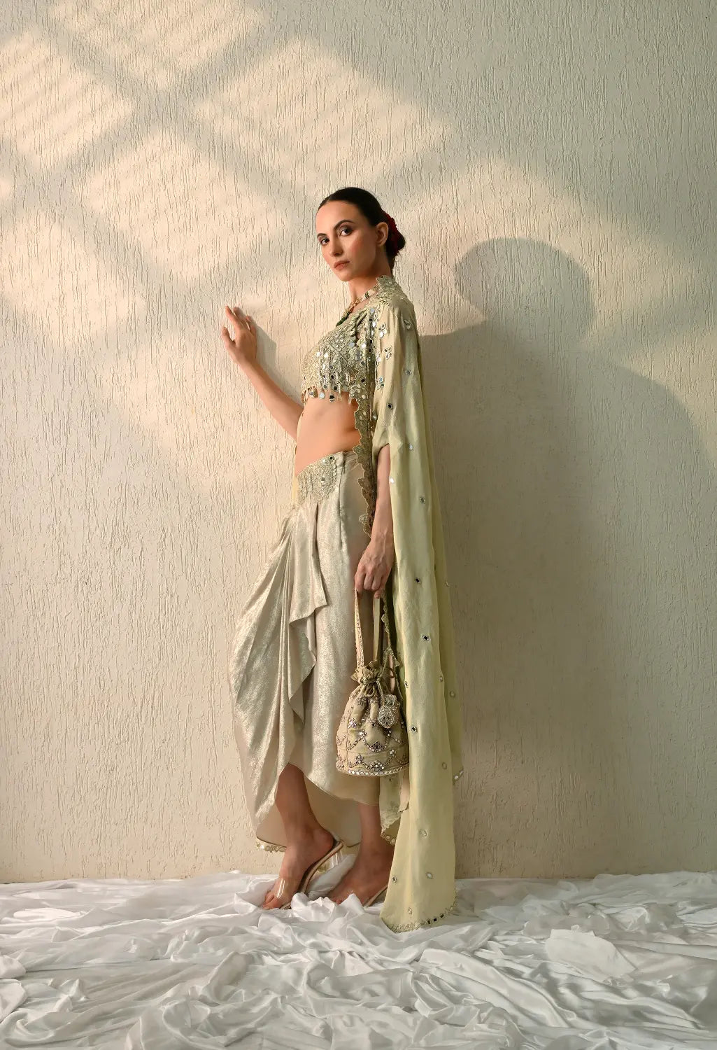 Three Piece Dhoti Cape Set