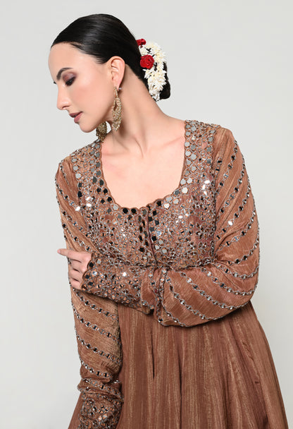 Indian Tan Ceremonial Anarkali Set