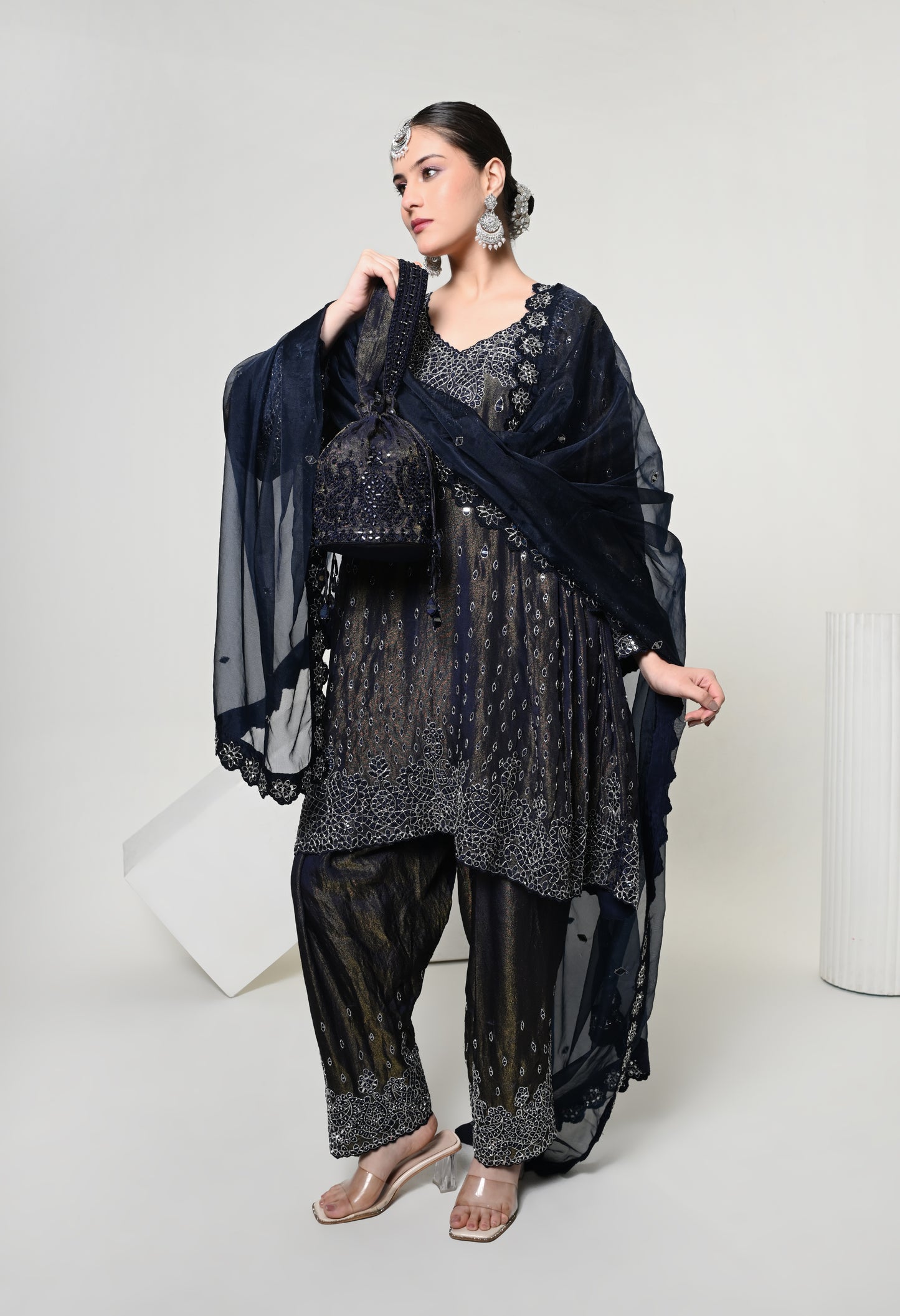 Imperial Blue Patiala Kurta Set