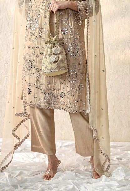 Beige Mirror Kurta Set