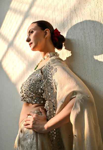 Three Piece Dhoti Cape Set