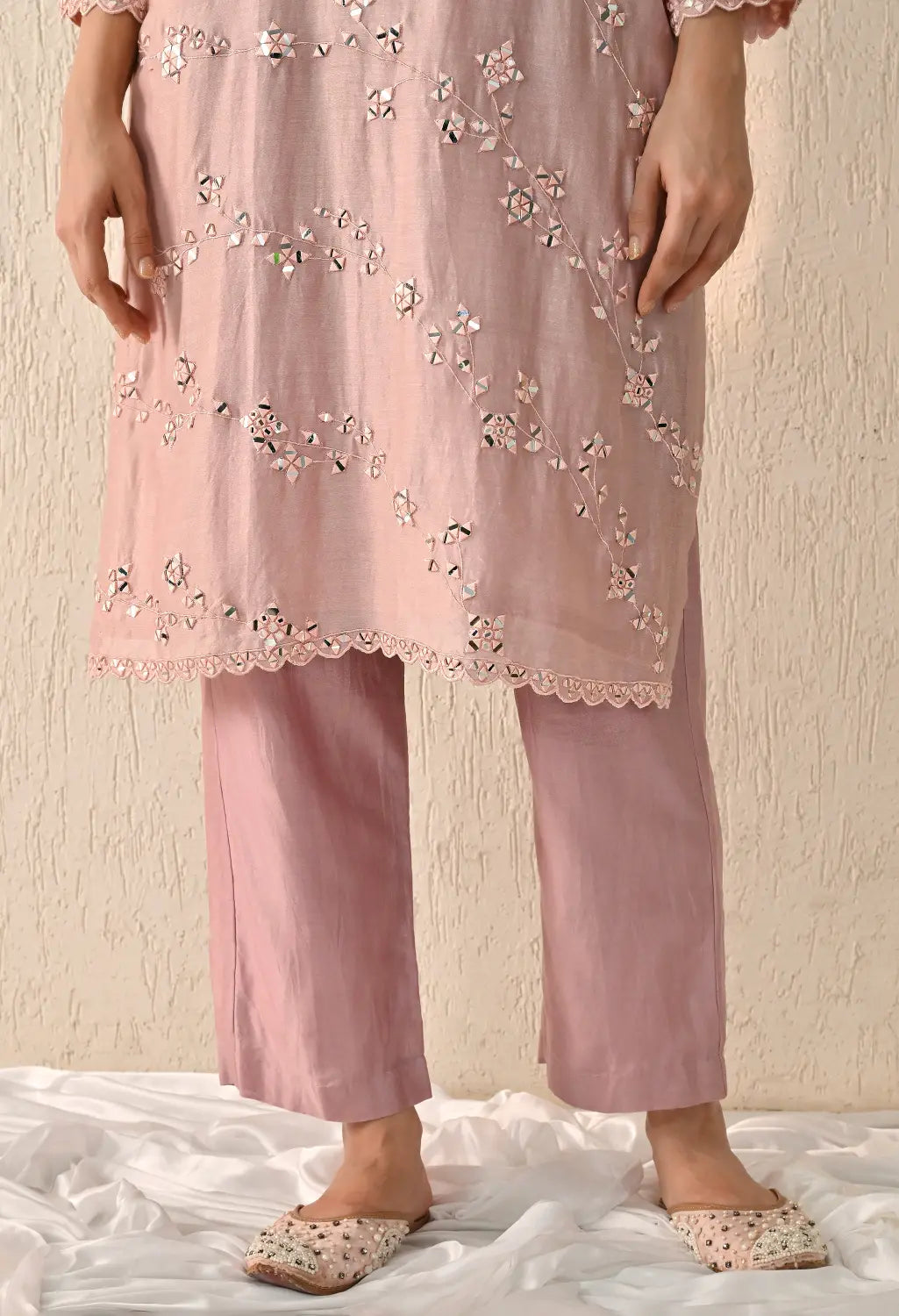 Peach Mirror Kurta Set