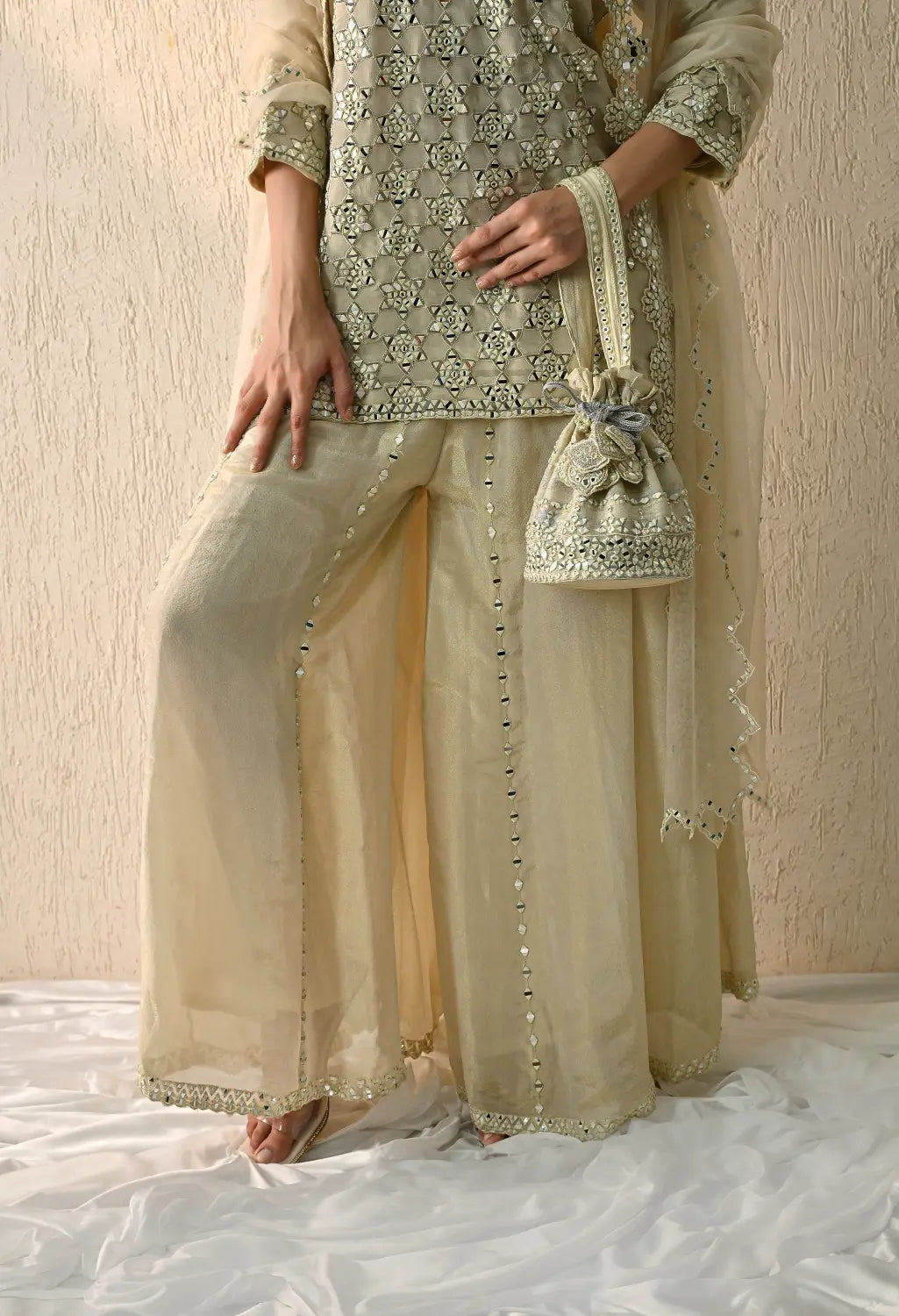 Mirror Short Kurta Sharara Set