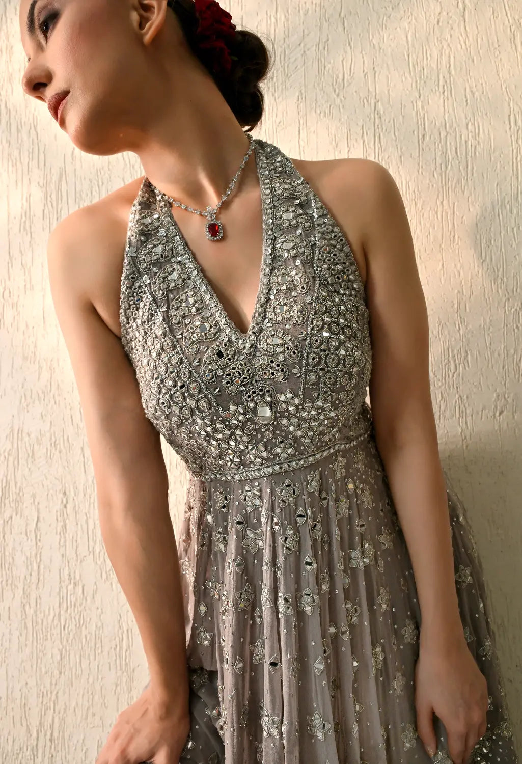 Smoke Grey Peplum Set