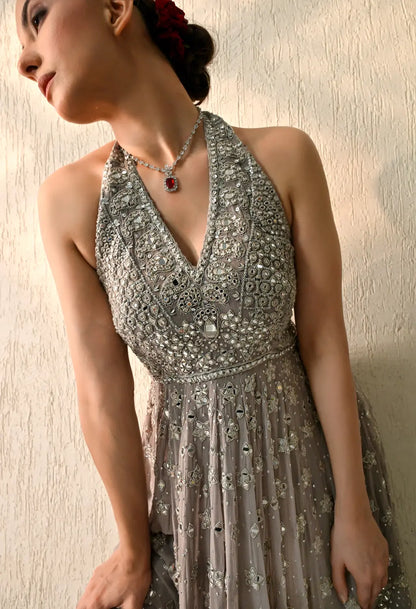 Smoke Grey Peplum Set