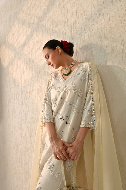 White Mirror Kurta Set