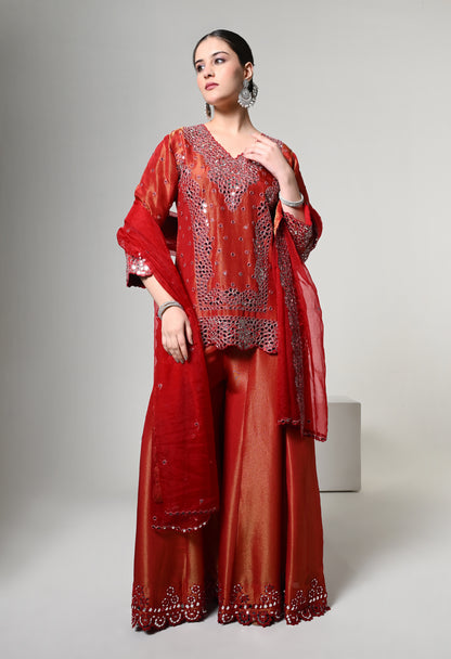 Burnt Sienna Festive Kurta Sharara Set