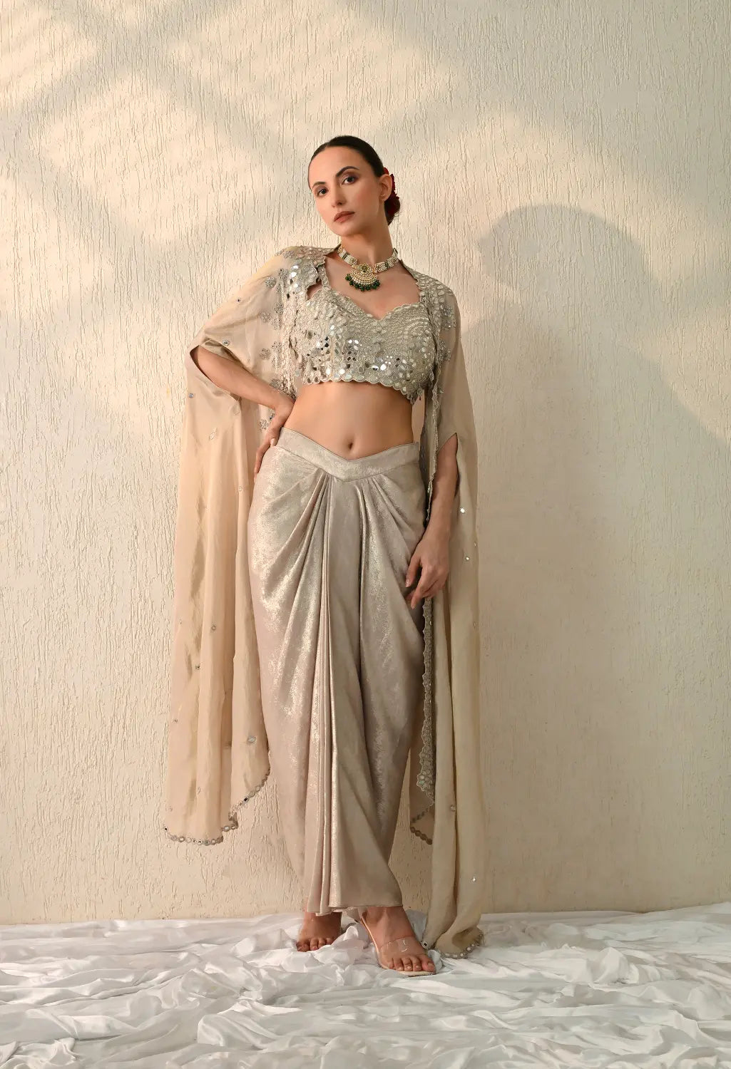 Three Piece Dhoti Cape Set