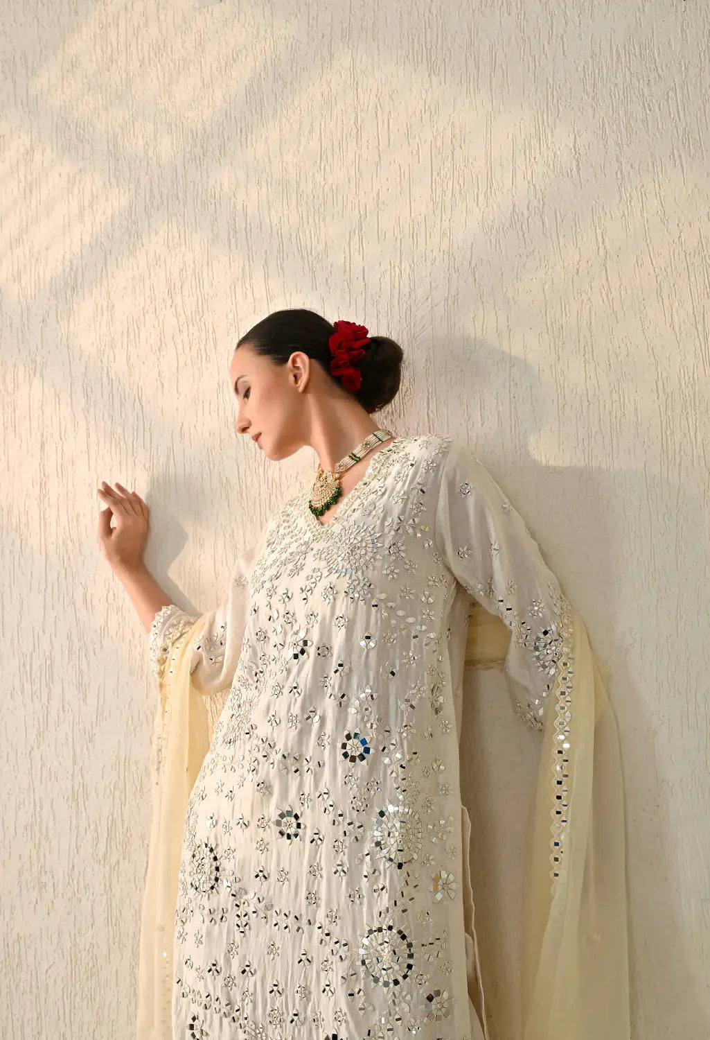 White Mirror Kurta Set