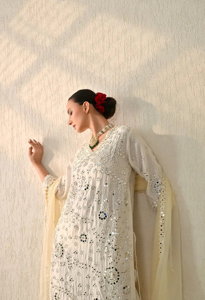 White Mirror Kurta Set