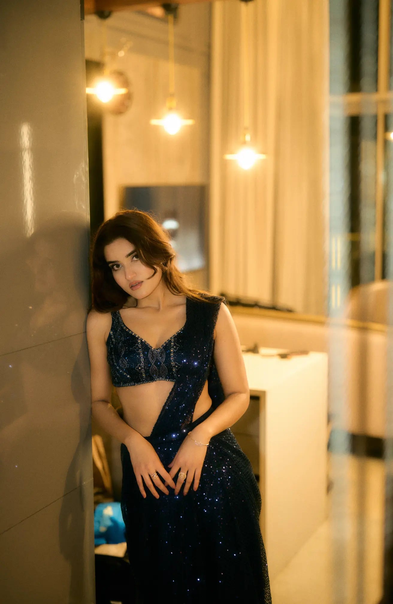 Navy Blue Mesh Saree